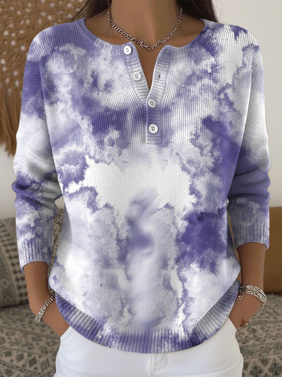 Purple smoke decorative pattern Cardigan Collar Sweater