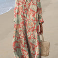 Women's Vintage Lovely Floral Art Print Cotton Dress