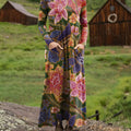 Women's Beautiful Large Ethnic Floral Art Print Long-sleeved Dress