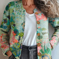cardigan/pull-collier boutonné à imprimé floral vintage pour femme - bss1 