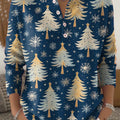 Women's Christmas Tree Art Print Buttoned Cardigan Sweater