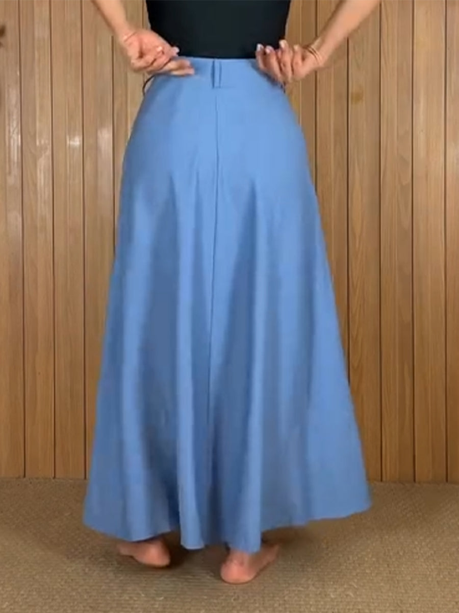 Women's Causul Tencel Faux Denim Zipper Skirt