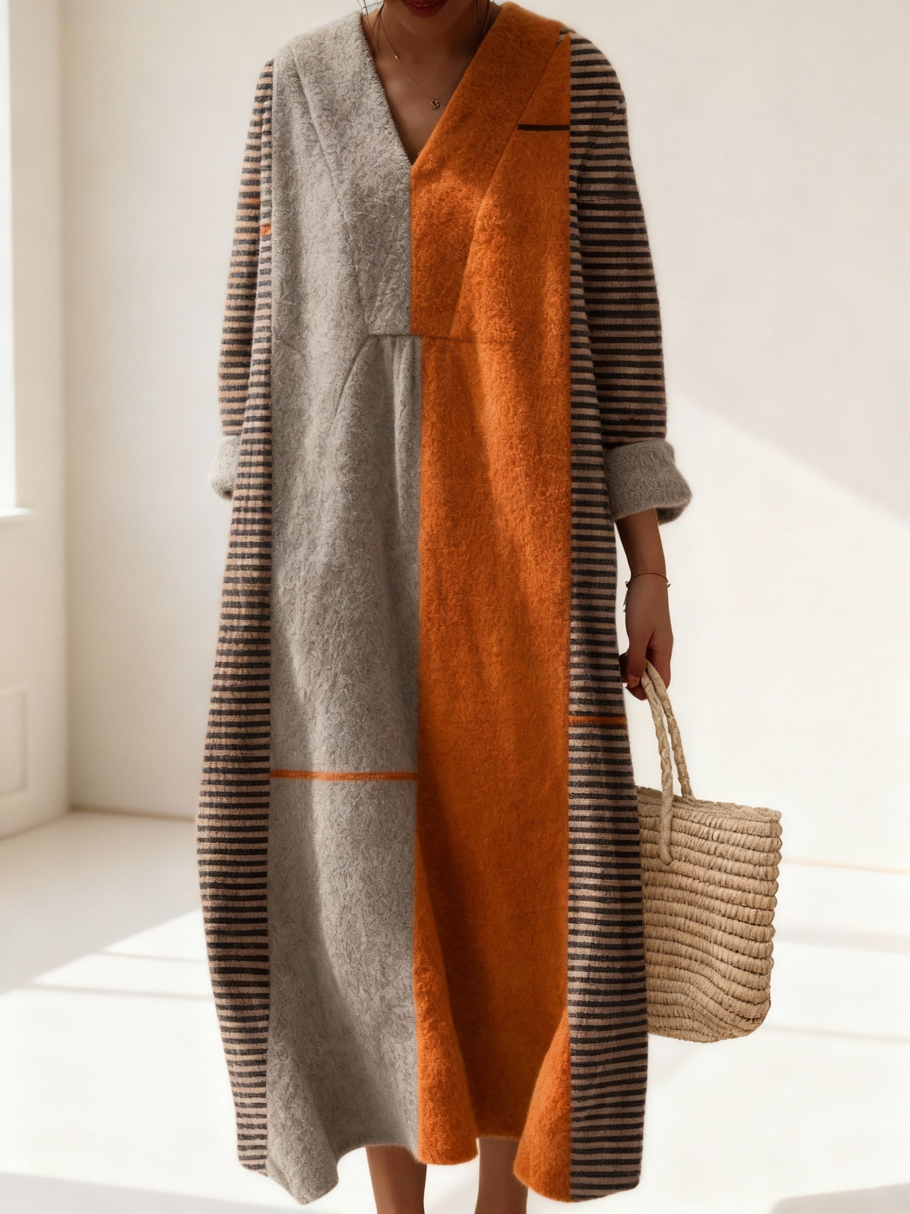 Women's Geometric Art Print Casual Cotton Sweater Dress