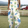 Women's  Funny Chick Art Print Casual 100% Cotton Wide Leg Jumpsuit