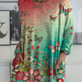 Damen-Langarmshirt mit schönem Vintage-Blumen-Schmetterlings-Kunstdruck 