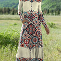 Women's Retro Ethnic Pattern Art Print Long-sleeved Dress