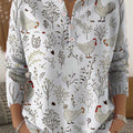 Funny Chicken  Art Print Buttoned Cardigan Sweater