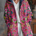 pull-cardigan-manteau unisexe vintage à imprimé floral ethnique, épais et à manches longues en peluche. 