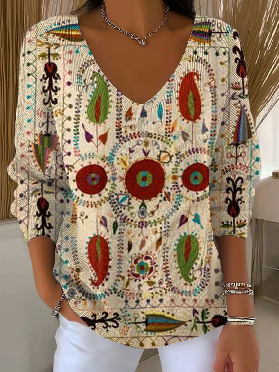 womens-vintage-flower-art-print-casual-pullover-sweater-wd7b