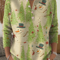 Women's Christmas Snowman Pattern Art Print Buttoned Cardigan Sweater