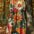 Robe vintage pour femme à grands carreaux floraux