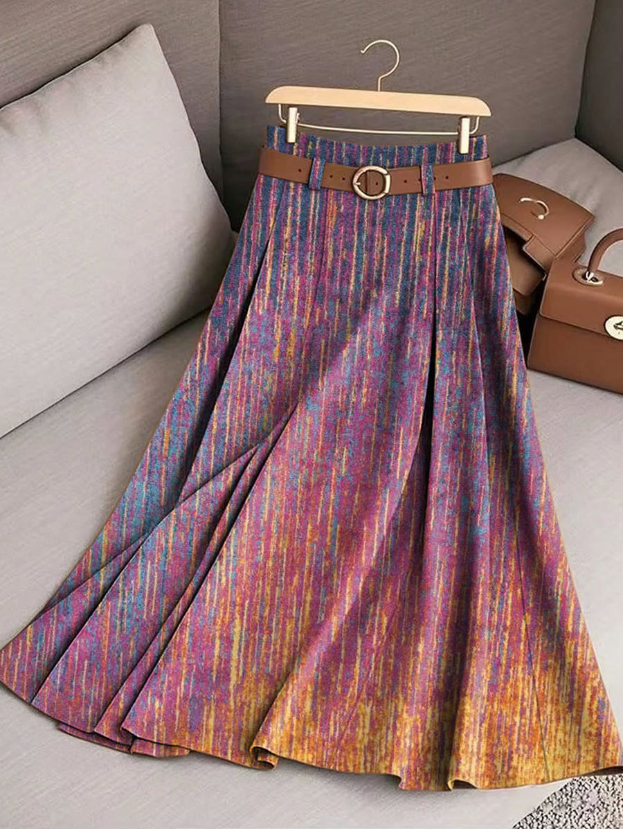 Women's Beautiful Gradient Graffiti Painting Art Print Cotton Skirt
