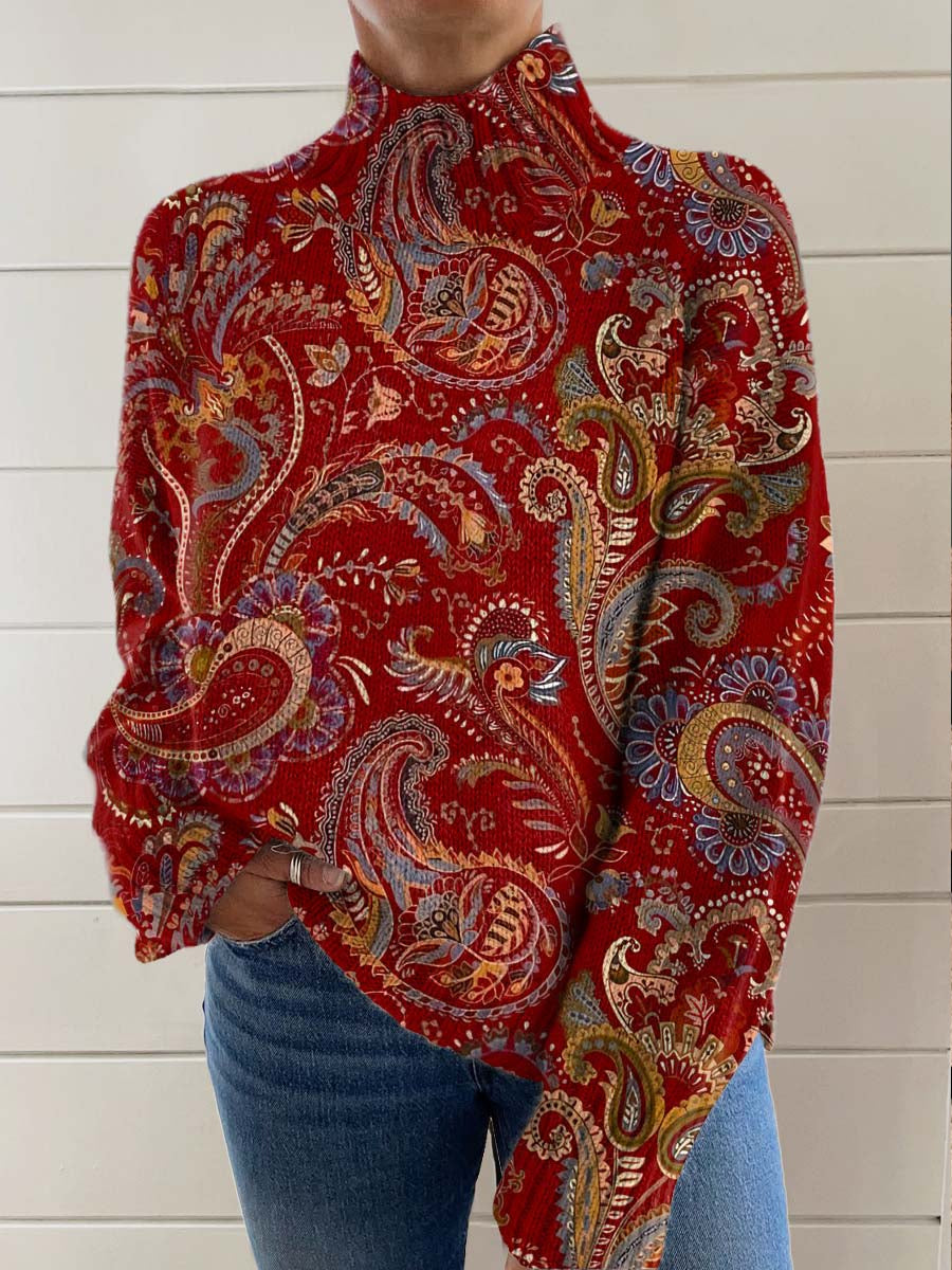 womens-vintage-ethnic-art-patterns-print-knit-turtleneck-pullover-sweater-a894