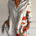 Watercolor Poppy Floral Art Pattern Printed Women's Casual Cotton Shirt