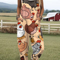 Women's Funny Chick Art Print Casual 100% Cotton Wide Leg Jumpsuit
