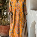 Women's Vintage Floral Pattern Art Print Cotton Dress