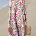 Women's Vintage Floral Pattern Art Print Dress