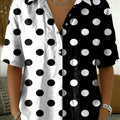 Women's Retro Polka-dot Print Cotton-linen Short-sleeve Shirt