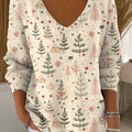 Women's Christmas Tree Art Print Casual Pullover Sweater