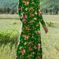 Lässiges Baumwollkleid im Vintage-Stil mit Blumenmuster für Damen