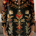 Women's Floral Pattern Art Print Buttoned Cardigan Sweater