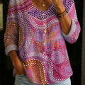 Women's Abstract Pattern Art Print Casual Cotton Linen Shirt