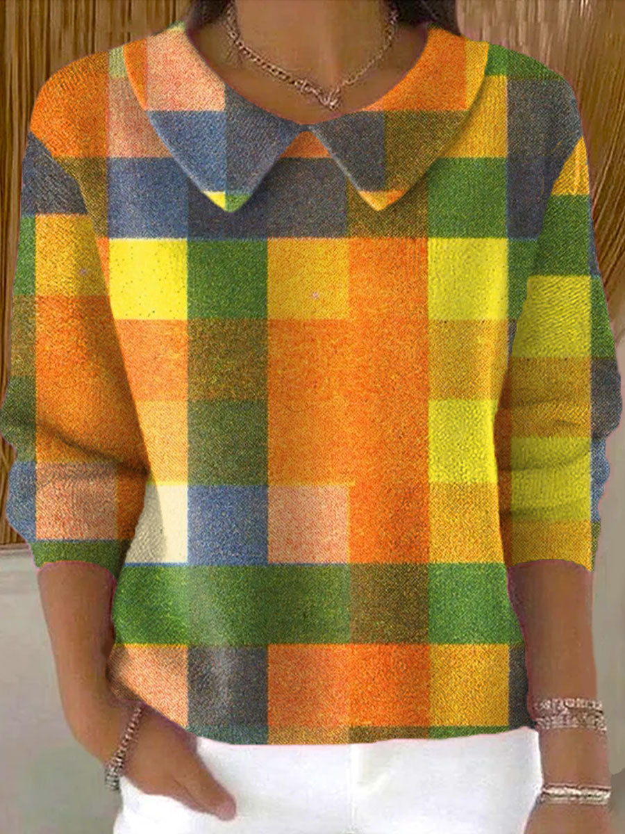 womens-vintage-abstract-geometry-art-print-casual-peter-pan-collar-3-4-sleeve-sweater-igcl