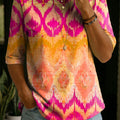 Women's Color Splicing Gradient Art Casual Loose Half Sleeve 100% Cotton T-shirt