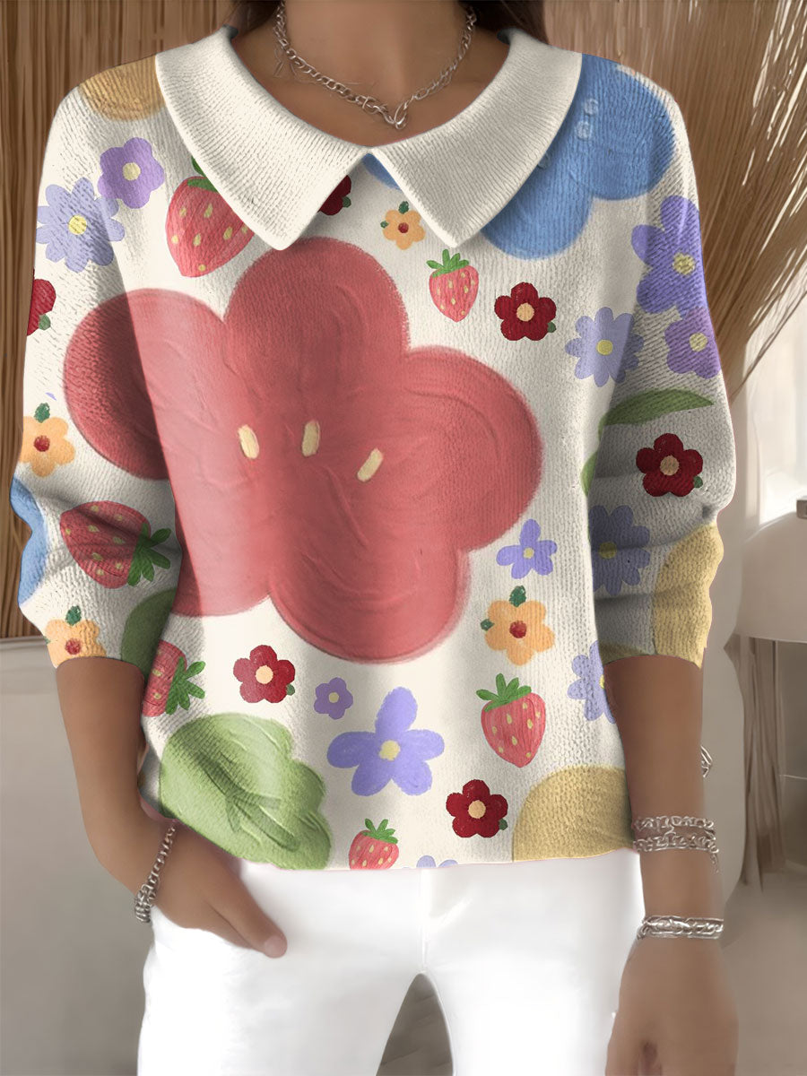 womens-floral-flowers-casual-print-peter-pan-collar-3-4-sleeve-sweater-70i9