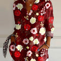 Women's  Floral Art Print Casual Cotton Shirt