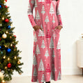 Women's Christmas Tree Pattern Art Print Long-sleeved Dress