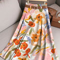 Women's Vintage Flower Art Print Cotton Skirt