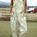 Women's   Funny Chick Art Print Casual 100% Cotton Wide Leg Jumpsuit