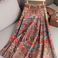 Women's Vintage Floral Pattern Art Print Casual Cotton Skirt
