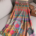 Women's Retro Boho Flowers Pattern Casual Print Cotton Skirt