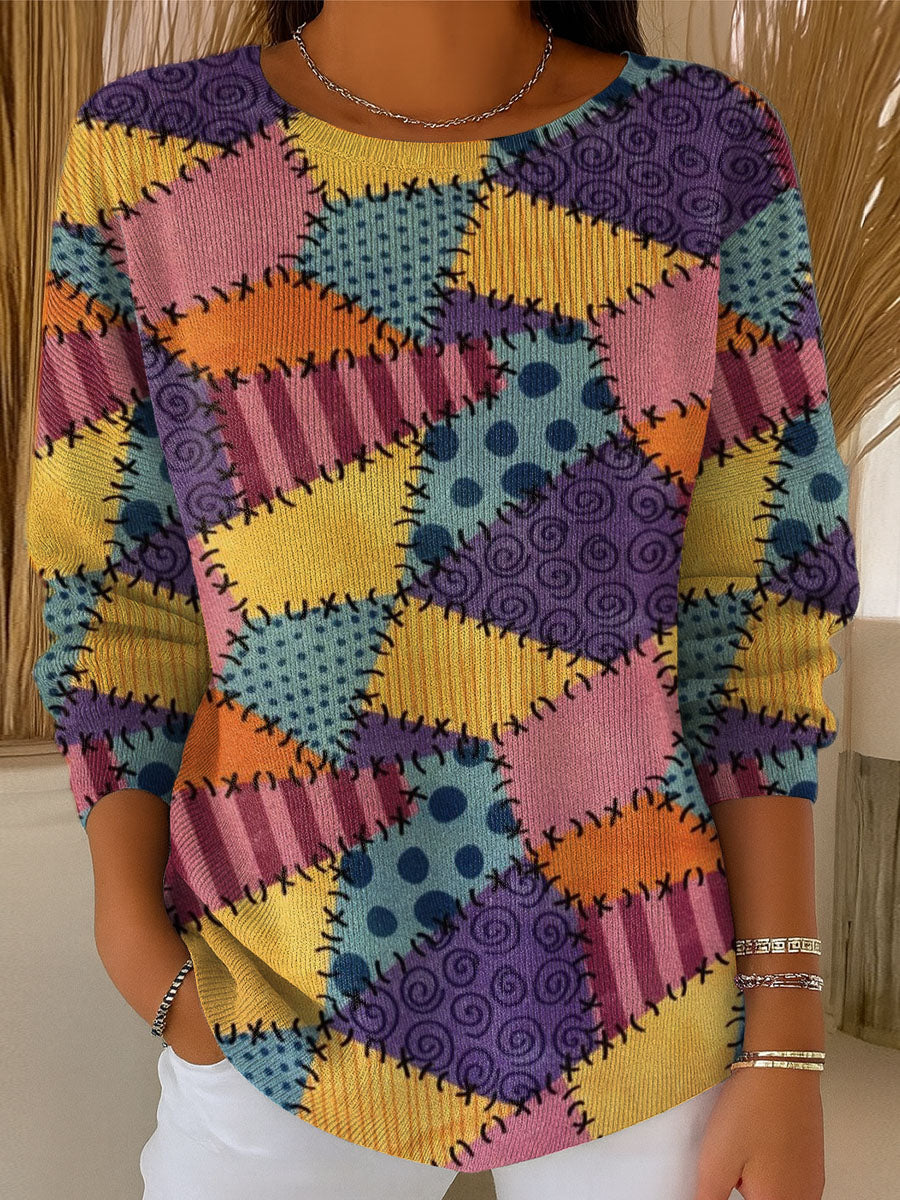 womens-stitching-irregular-rectangles-pattern-casual-pullover-sweater