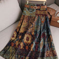 Women's Retro Flowers Pattern Casual Print Cotton Skirt