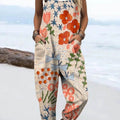 Combinaison pantalon large décontractée 100 % coton à imprimé floral vintage pour femme 
