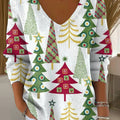 Women's Merry Christmas Colorful Christmas Tree Art Print Casual Pullover Sweater