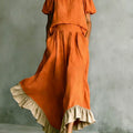 Women's Flowy Ruffled Casual Two-piece Set: Off-shoulder Top And Ruffled Dress