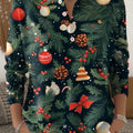 Women's Christmas Pattern Art Print Buttoned Cardigan Sweater