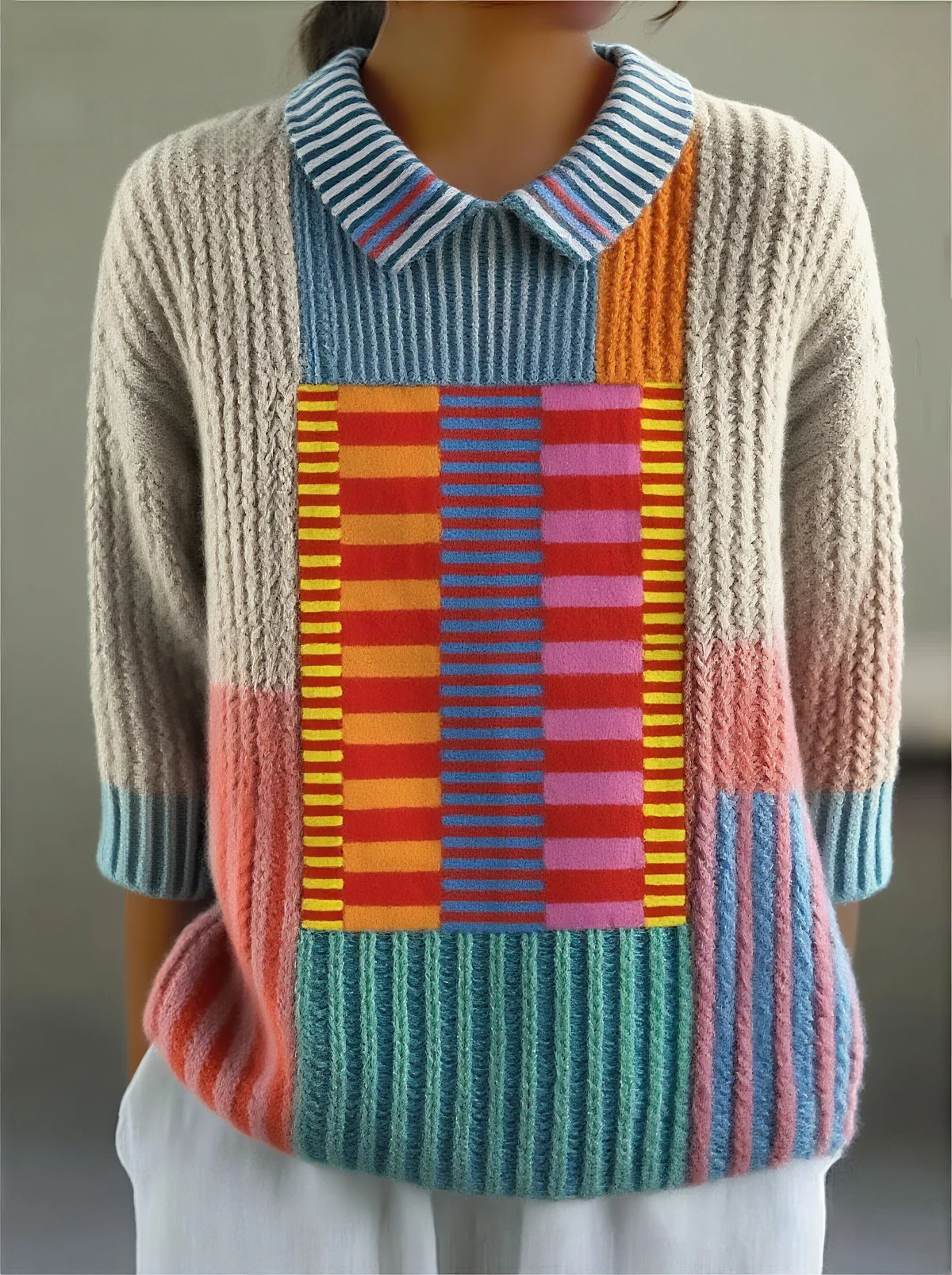 Women's Solid Color Casual 3/4 Sleeve Sweater