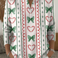 Women's Christmas Pattern Art Print Buttoned Cardigan Sweater