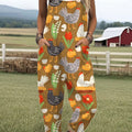 Women's Vintage Chick  Art Print Casual 100% Cotton Wide Leg Jumpsuit