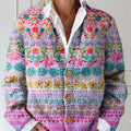 cardigan/pull boutonné à imprimé floral vintage pour femme - xbyl 