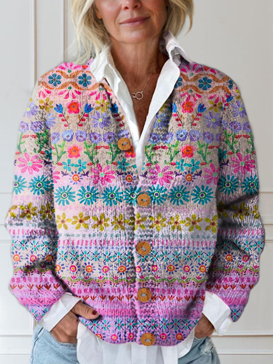 womens-vintage-floral-art-print-buttoned-cardigan-sweater-xbyl