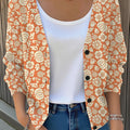 Vintage Pumpkin Art Print Buttoned V-neck Cardigan Sweater