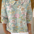 womens-vintage-flower-art-print-casual-peter-pan-collar-3-4-sleeve-sweater-jtpw