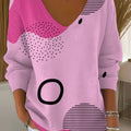 Women's Vintage Abstract Geometry Art Print Casual Pullover Sweater