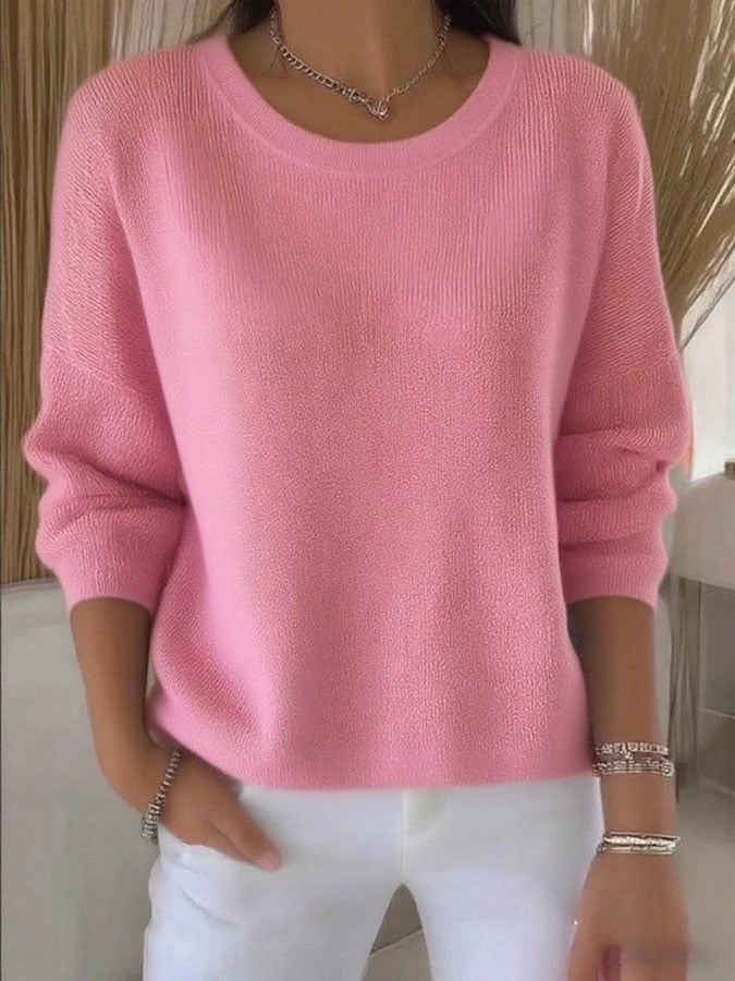 Women'S Solid Color Casual Knitted Top